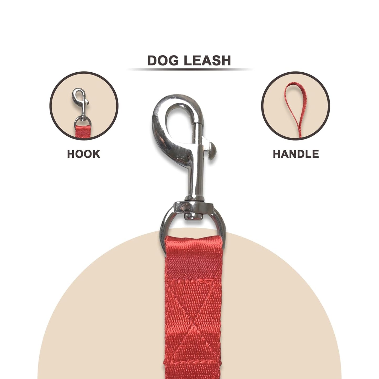 Dark Red Collar and Leash Dog Set