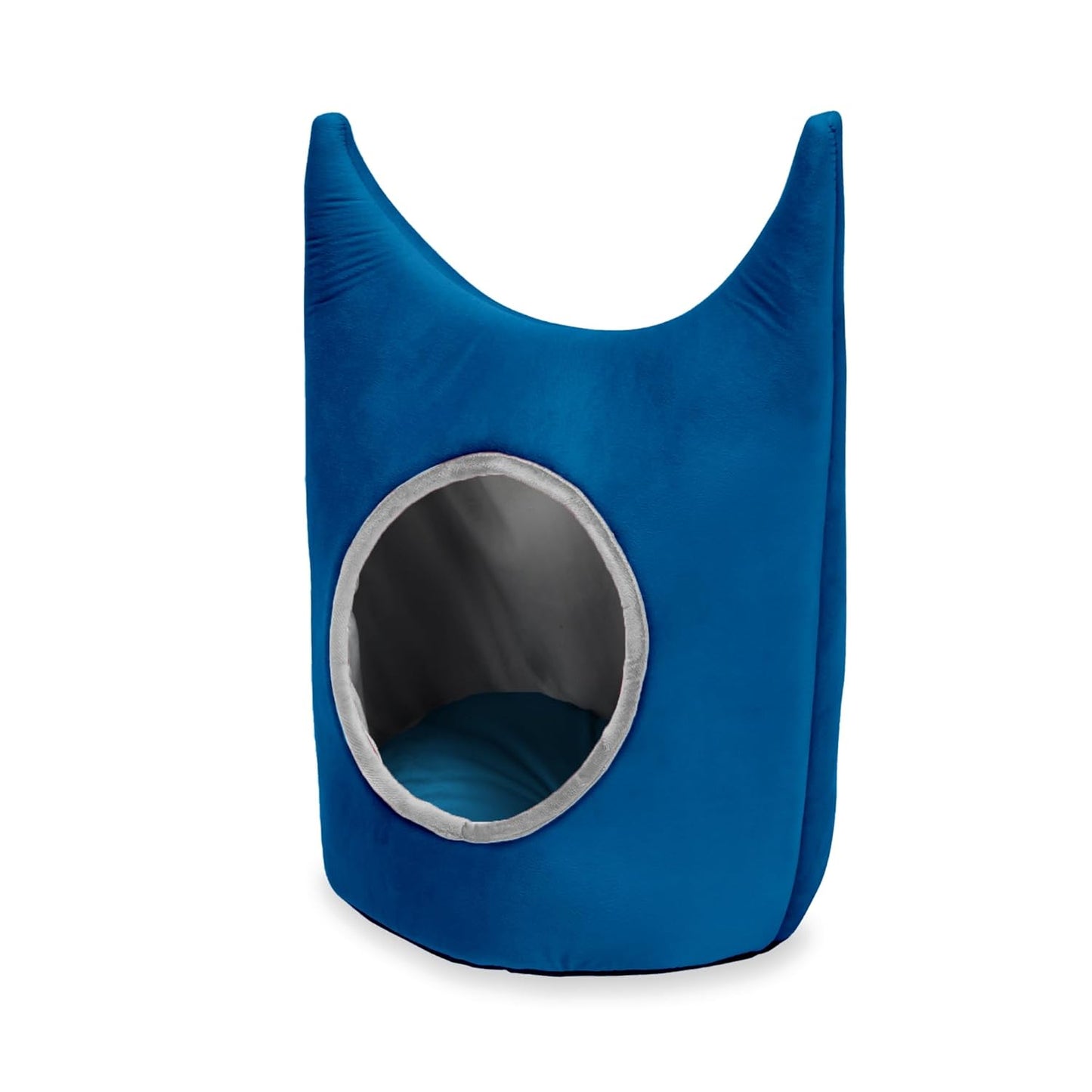 Sky Blue Plush Solid Cat and Puppy Bed