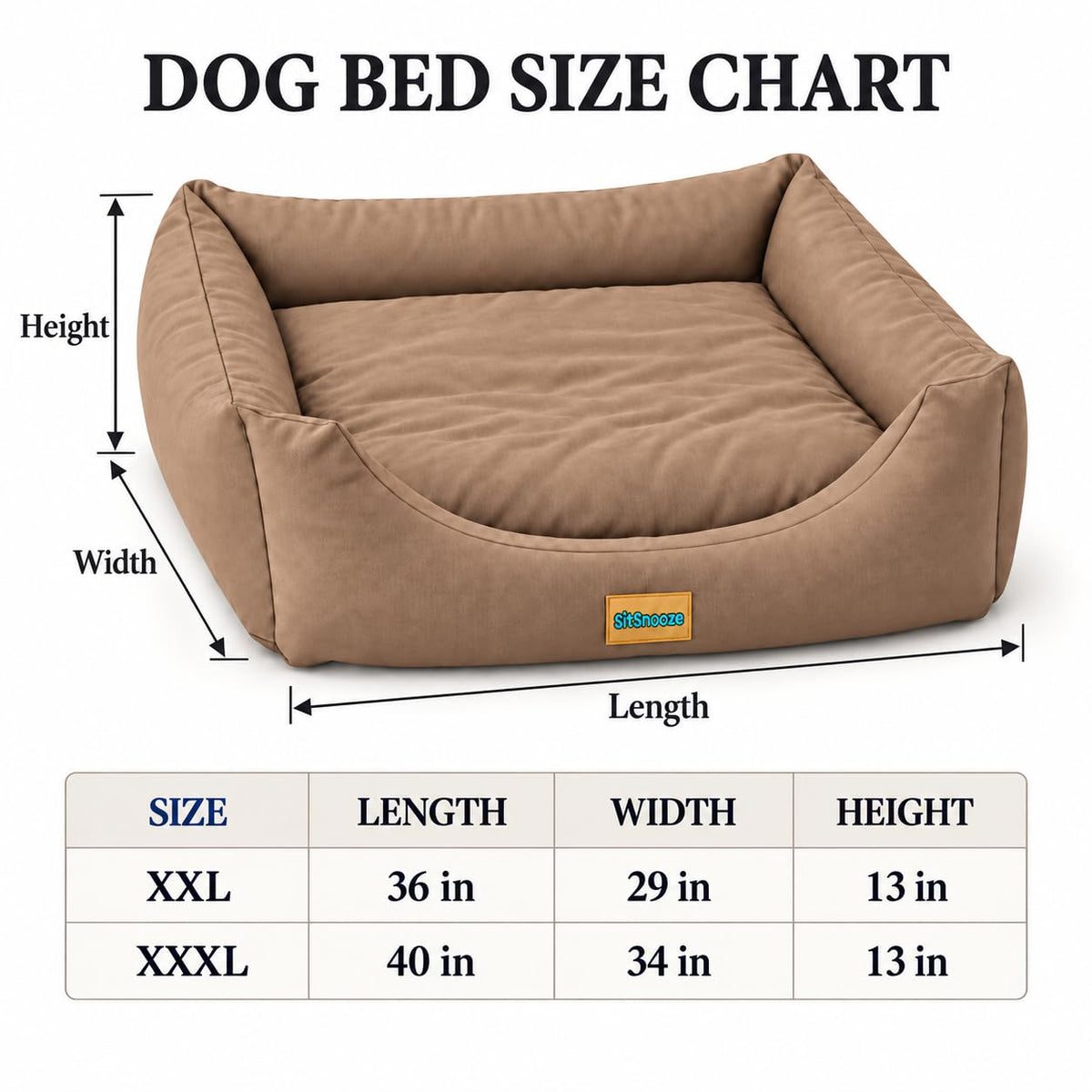 SITSNOOZE Plush Dog Sofa Bed – Soft Cushioned Pet Bed with Raised Bolster Sides  Copy