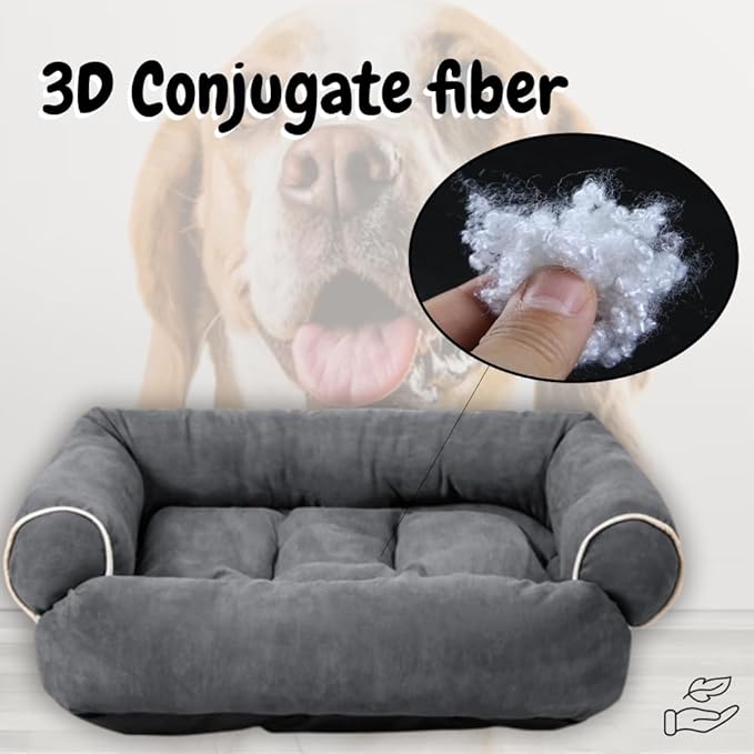 Grey Bolster Comfortable and Breathable Pet Sofa Bed