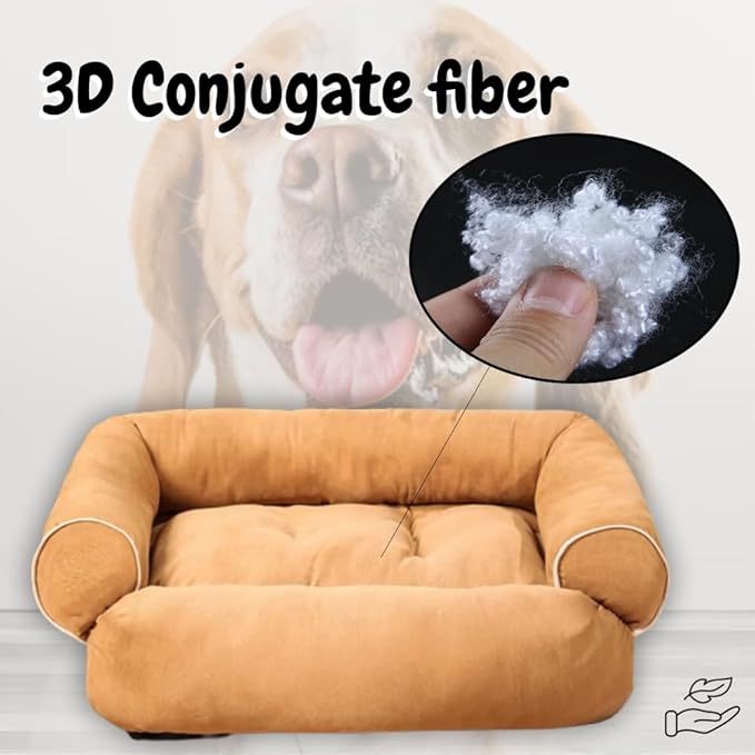 Beige Bolster Comfortable and Breathable Pet Sofa Bed
