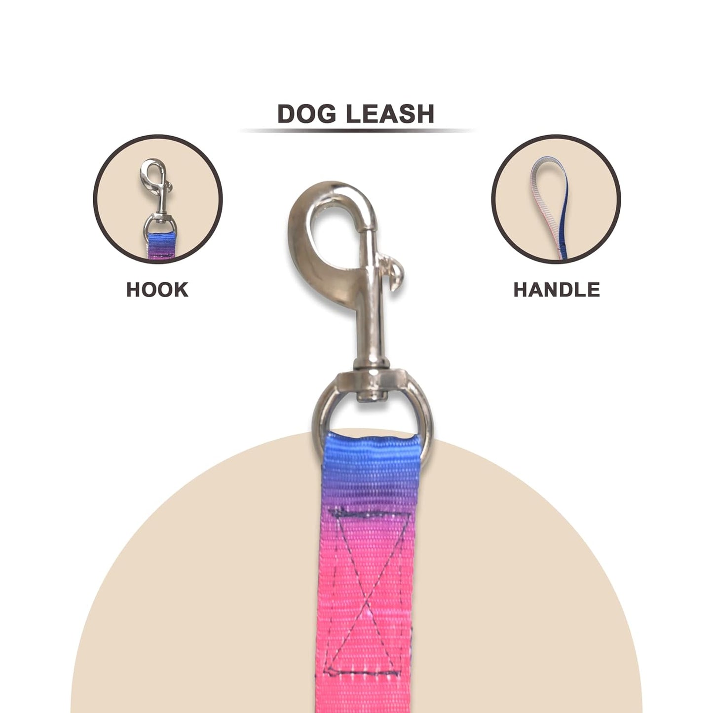 Multicolor Trendy Nylon Leash with Strong Metallic Hook for Dogs