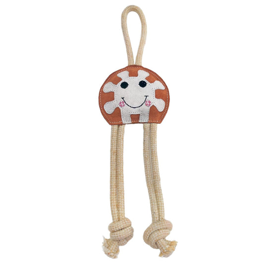 White & Brown Smiley Shape Premium Leather Dog and Cat Toy