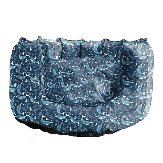 Light Blue Ultra-Comfort Plush Lounger with Anti-Slip Base Dog Bed
