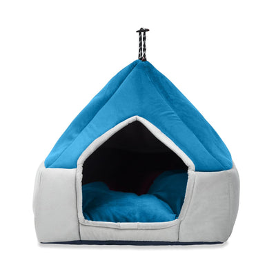 Sky Blue Plush Bed for Cat and Puppy