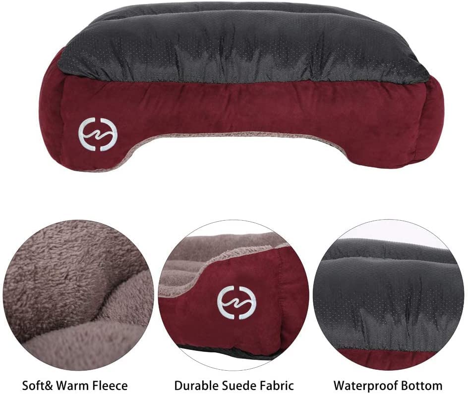 Red and Brown Rectangle Shape Extra Soft Orthopedic Dog Bed