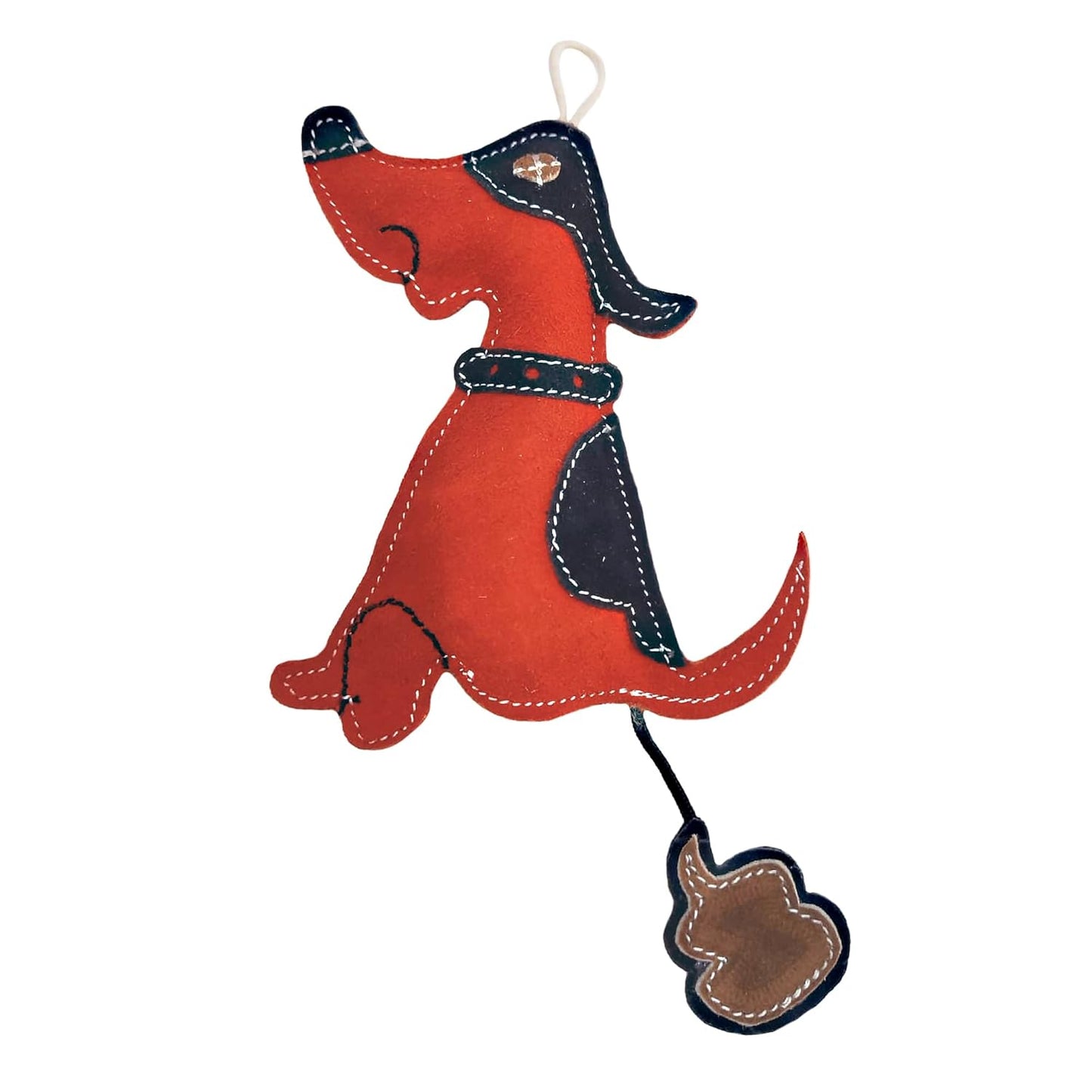 Dog Shape Premium Leather Dog and Cat Toy