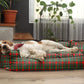 Dark Green Printed Plush Lounger Dog and Cat Bed