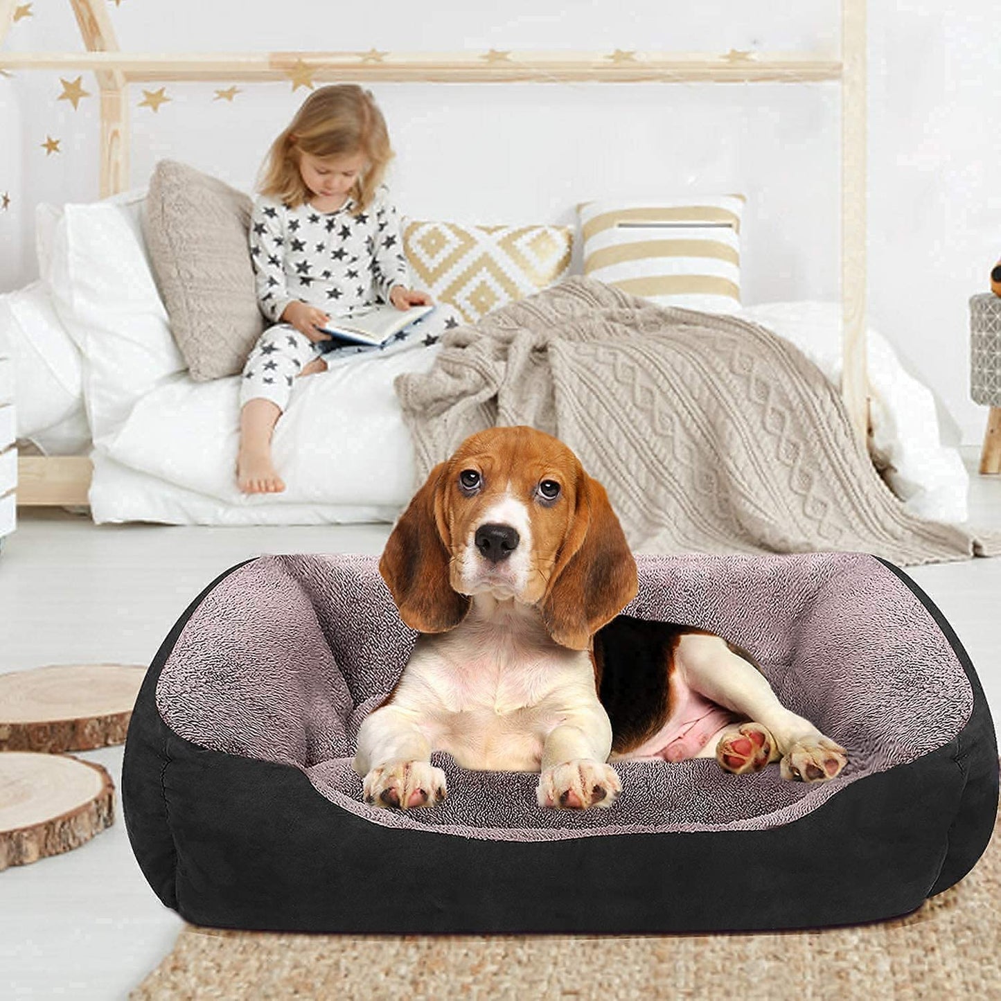 Black Rectangle Shape Extra Soft Orthopedic Dog Bed