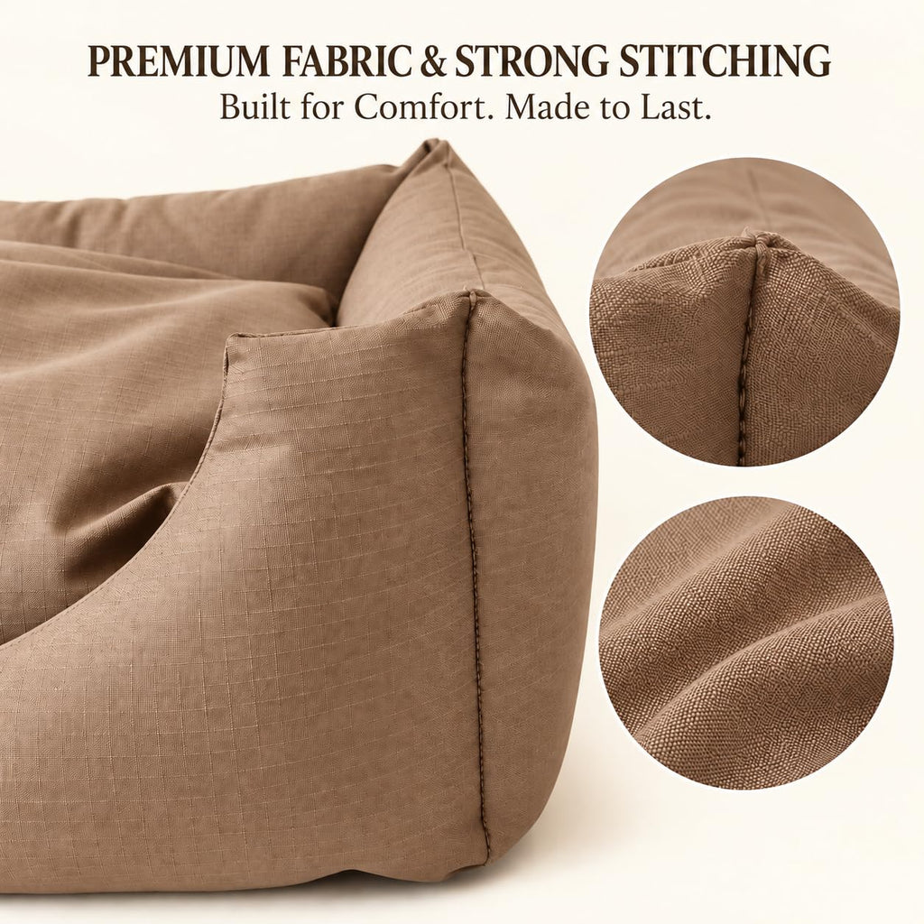 SITSNOOZE Plush Dog Sofa Bed – Soft Cushioned Pet Bed with Raised Bolster Sides  Copy