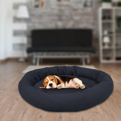 Black Round Shape Ultra Soft Ethnic Designer Dog and Cat Bed