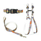 Blue Red Mix Dog Collar, Leash & Harness Combo Set