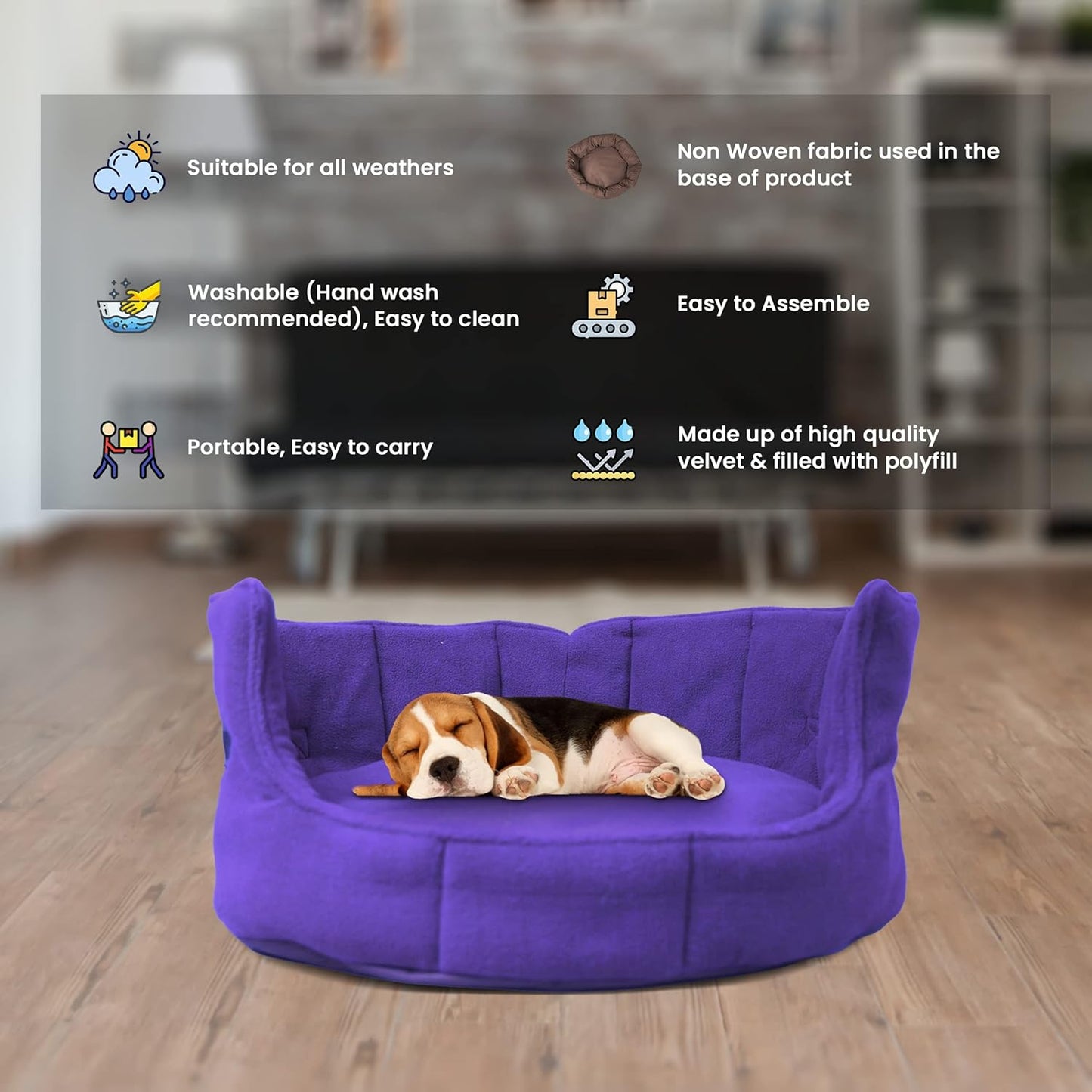 Royal Blue Round Shape Extra Soft and Orthopaedic Dog Bed