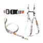 Pink White Dog Collar, Leash & Harness Combo Set
