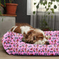 Pink with Ice-cream Print Plush Lounger Dog Bed and Cat Bed