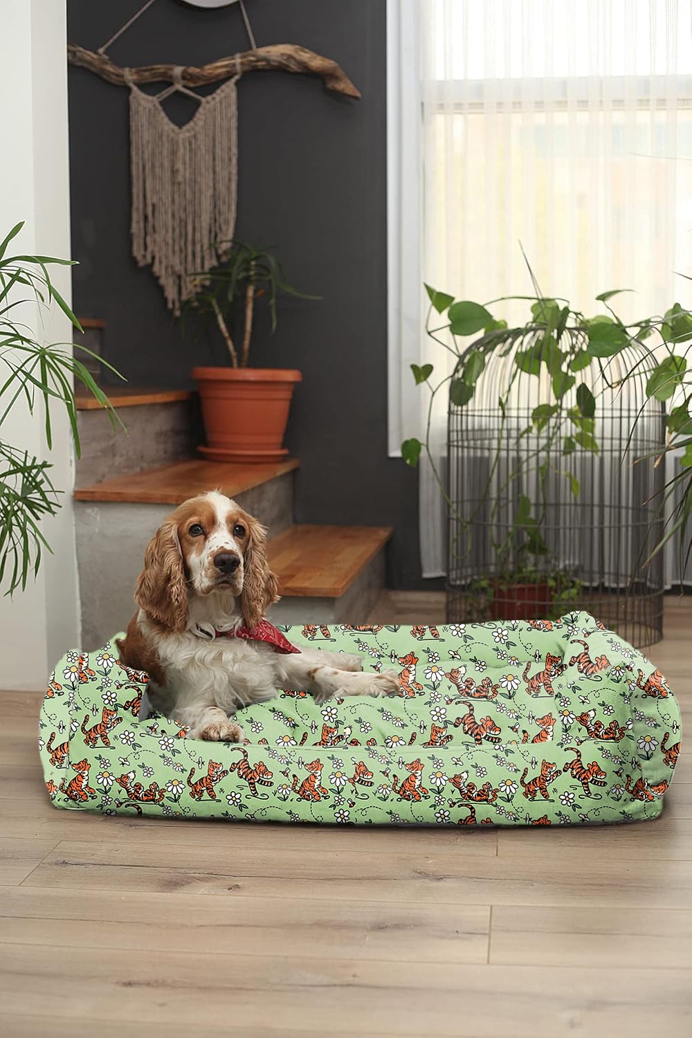 Light Green Plush Lounger Dog and Cat Bed