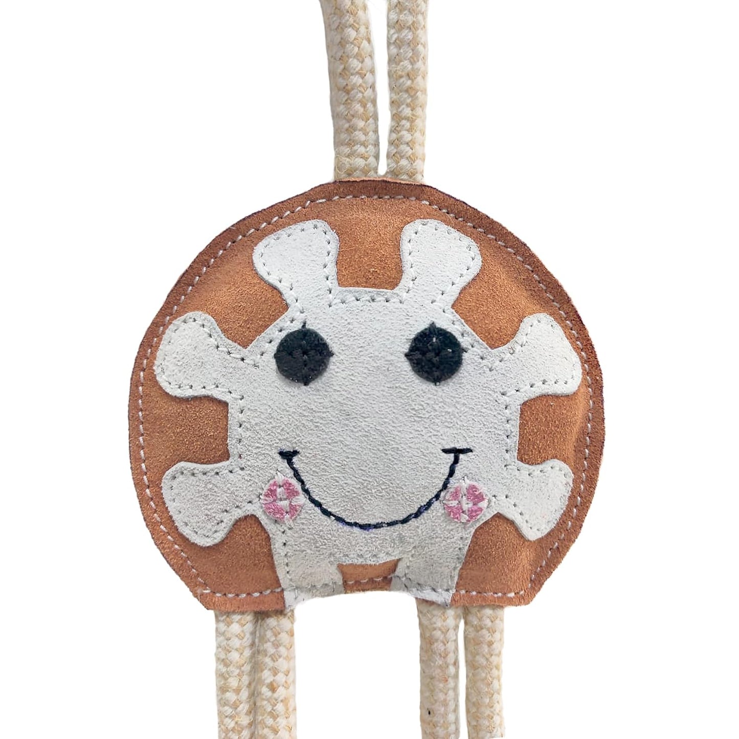 White & Brown Smiley Shape Premium Leather Dog and Cat Toy