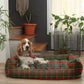 Dark Green Printed Plush Lounger Dog and Cat Bed