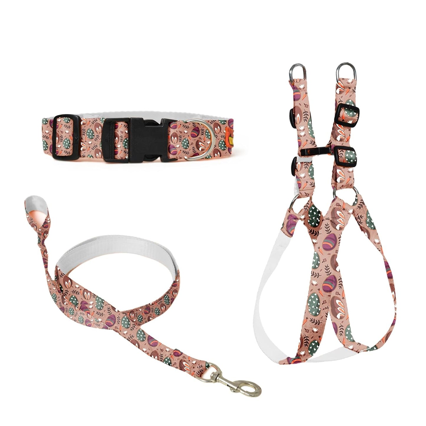 Peach Dog Collar, Leash & Harness Combo Set