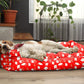 Red Printed Plush Lounger Dog and Cat Bed