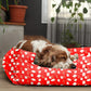 Red Printed Plush Lounger Dog and Cat Bed