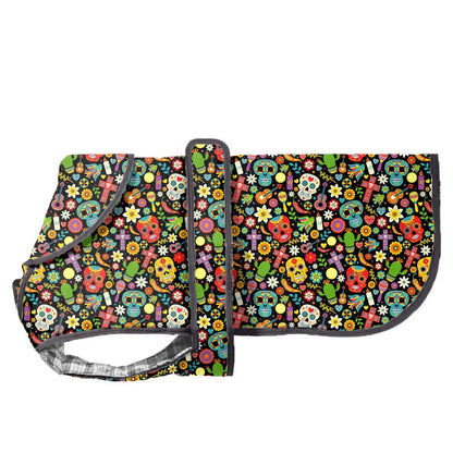 Black Multicolor Printed Super Soft Warm Dog/Cat Winter Jacket