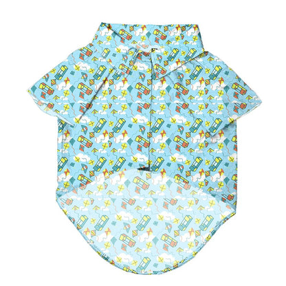 Sky Blue Printed Velvet Shirt for Dog | Soft and Warm