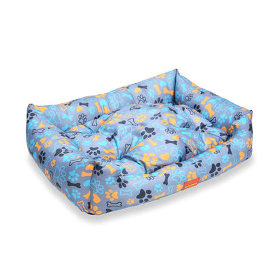 Blue Plush Lounger Dog and Cat Bed