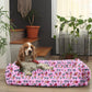 Pink with Ice-cream Print Plush Lounger Dog Bed and Cat Bed