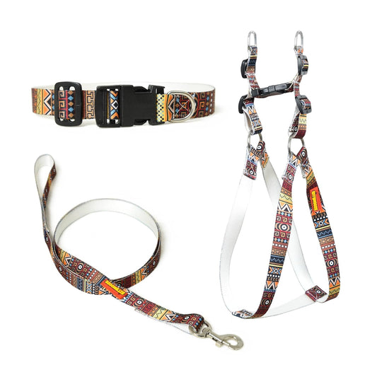 Maroon Red Dog Collar, Leash & Harness Combo Set