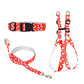 Red Printed Dog Collar, Leash & Harness Combo Set