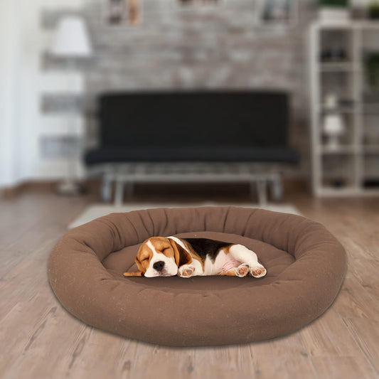 Brown Round Shape Dog Bed for Summer Season