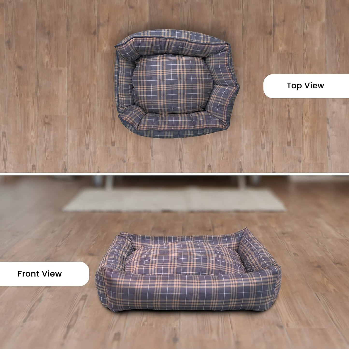 Printed Check Rectangle Shape Dog Bed for Summer Season