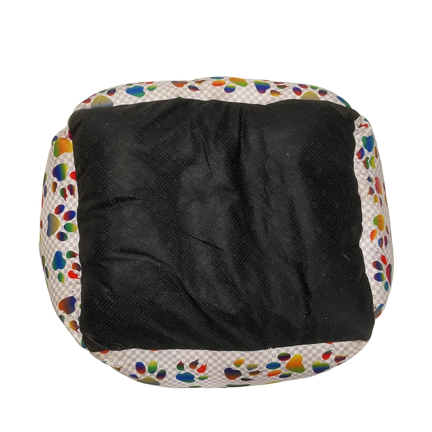 Multi White Printed Plush Lounger Dog and Cat Bed