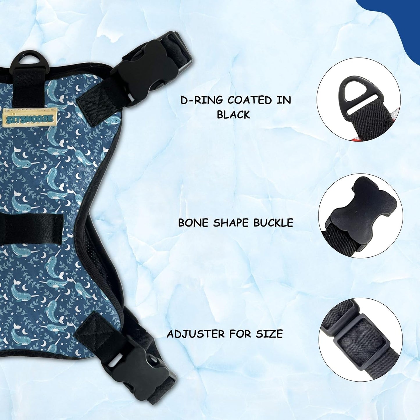 Light Blue No-Pull/No Choke Comfortable Dog Vest Harness | Adjustable Soft Padded Vest for Dogs
