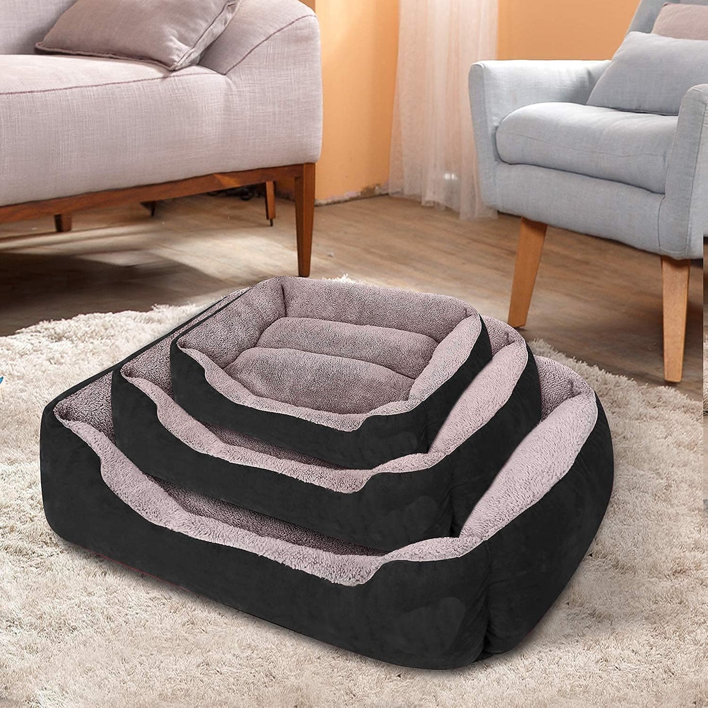 Black Rectangle Shape Extra Soft Orthopedic Dog Bed