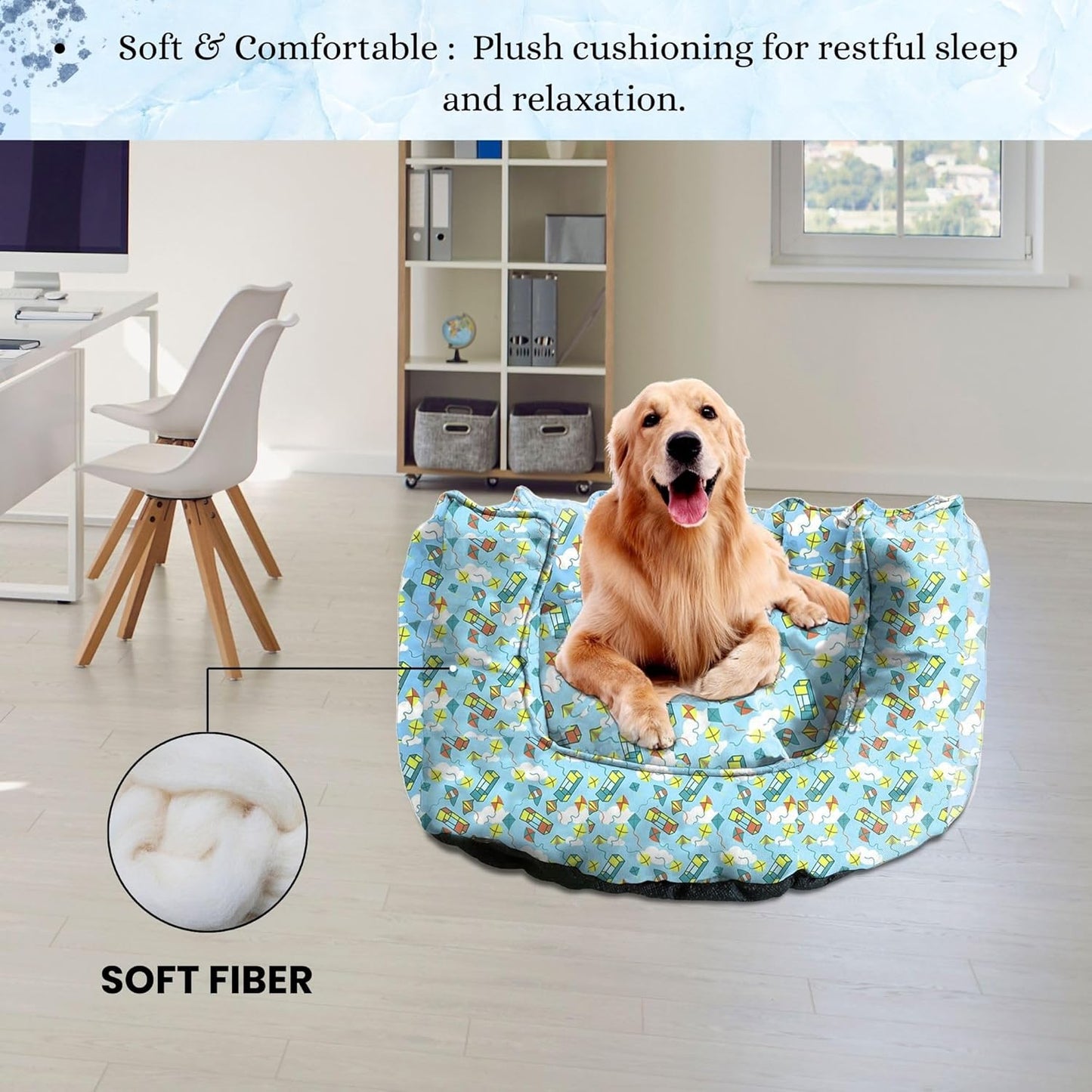 Ultramarine Green Ultra-Comfort Plush Lounger with Anti-Slip Base Dog Bed