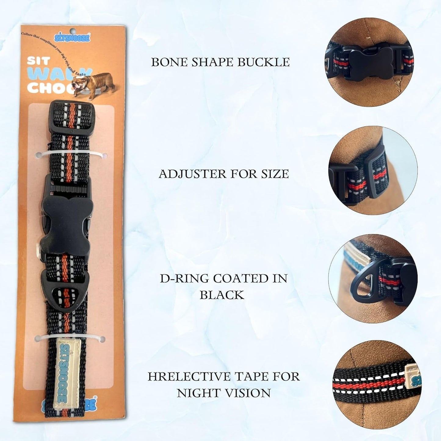 Orange Reflective Dog Collar for Night Safety