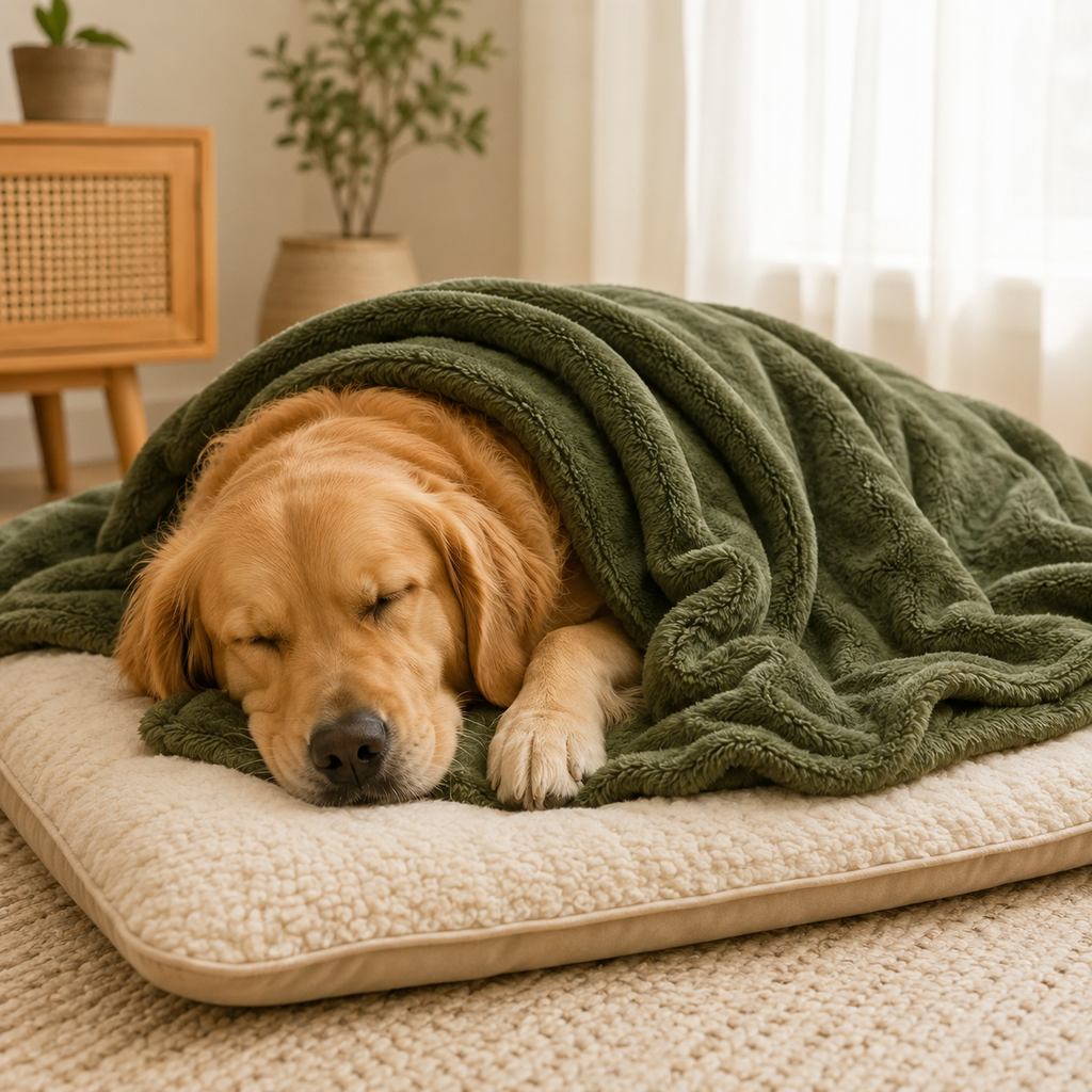 Forest Fleece Dog Fur Blanket