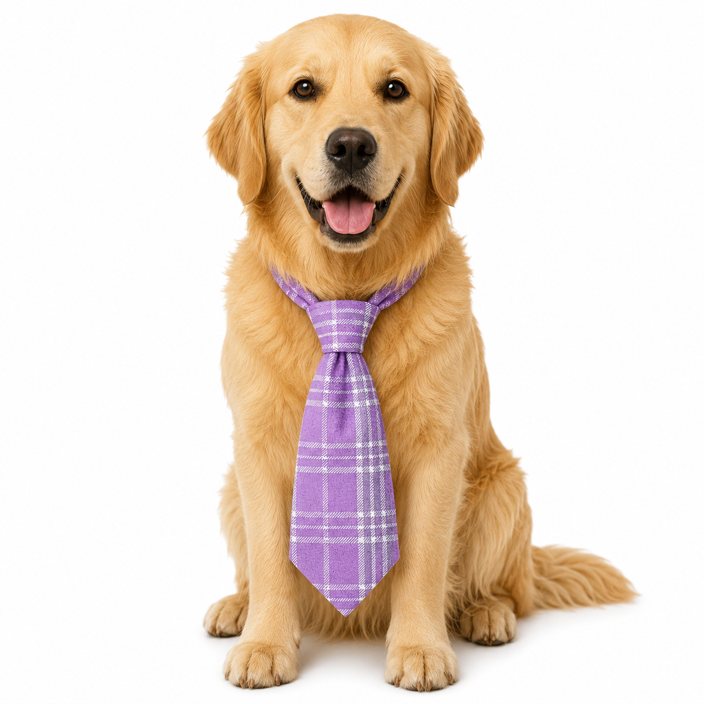 Lavender Plaid Printed Tie