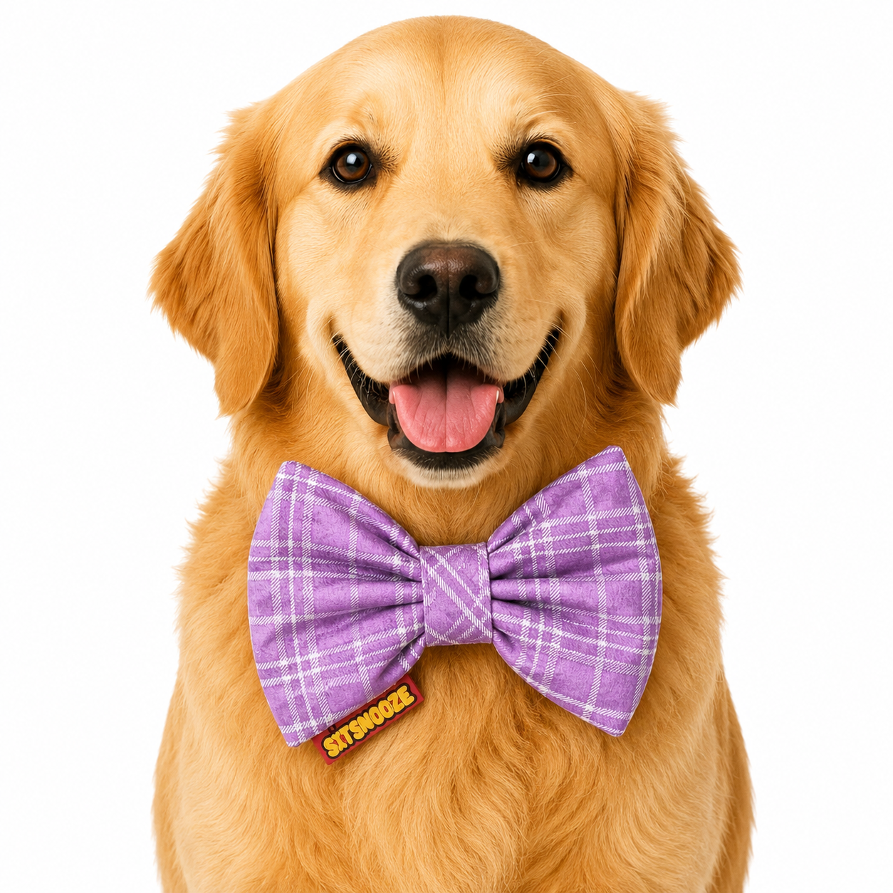 Lavender Plaid Printed Bow Tie