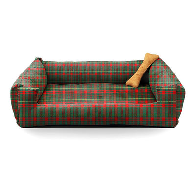 Dark Green Printed Plush Lounger Dog and Cat Bed