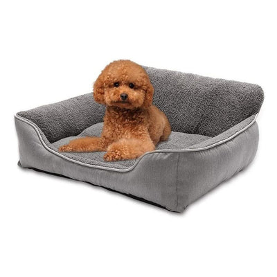 Grey Bolster Orthopedic Pet Sofa Bed