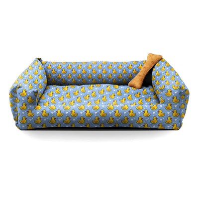 Grey Plush Lounger Dog and Cat Bed