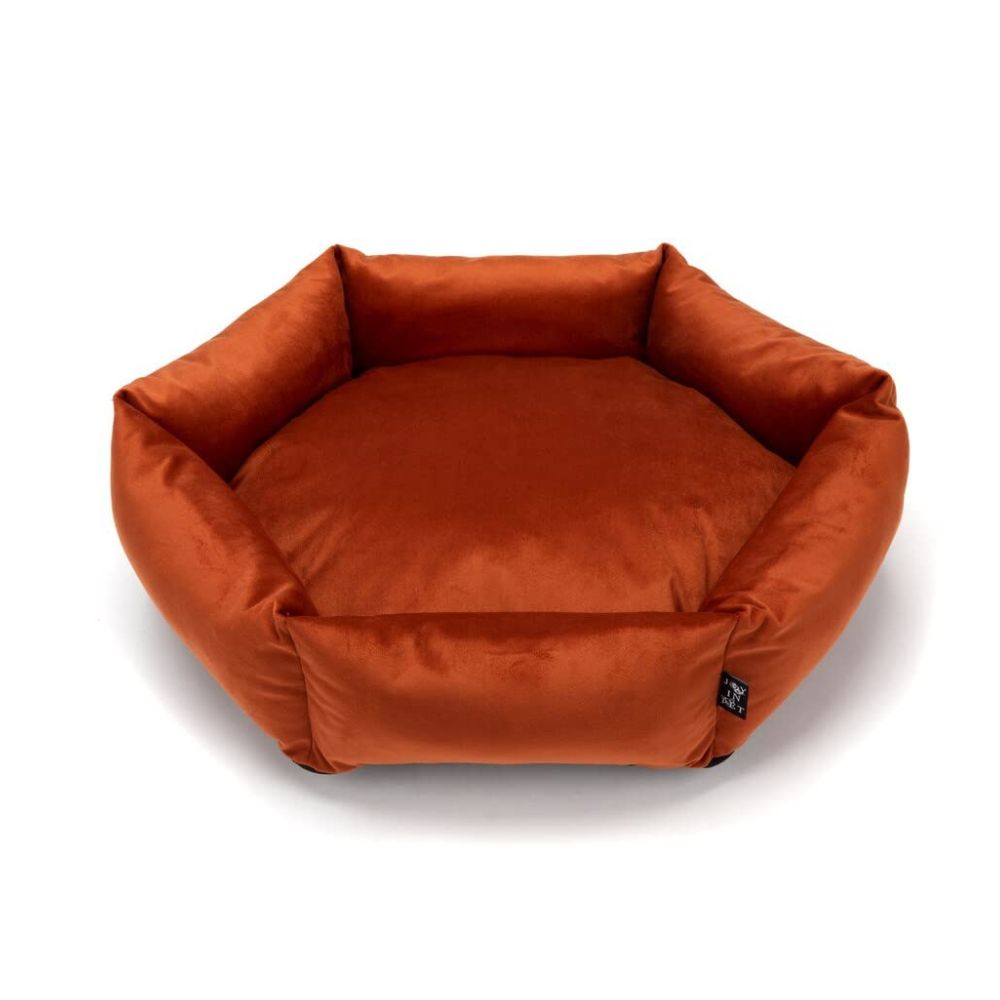 Orange Plush Hexagon Dog and Cat Bed