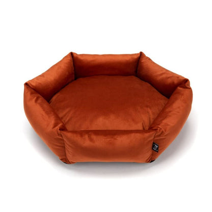 Orange Plush Hexagon Dog and Cat Bed