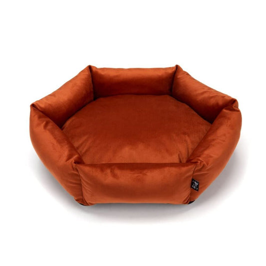 Orange Plush Hexagon Dog and Cat Bed