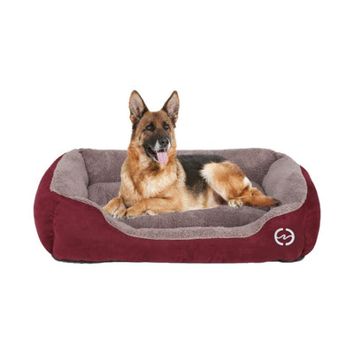 Red and Brown Rectangle Shape Extra Soft Orthopedic Dog Bed
